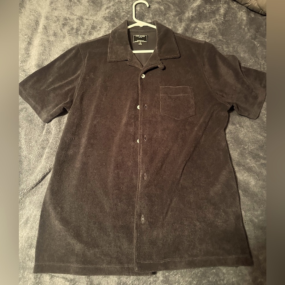 Todd Snyder Navy Blue Collared Shirt Medium Towel Soft/ Terry Cloth